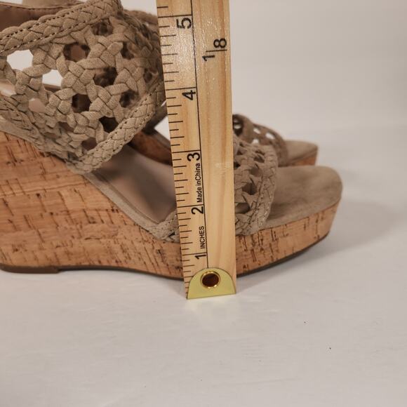 MIX NO. 6 Jesper Platform Sandal Womens 7M Beige Faux Suede Cork Wedge Heel Boho - Picture 5 of 11